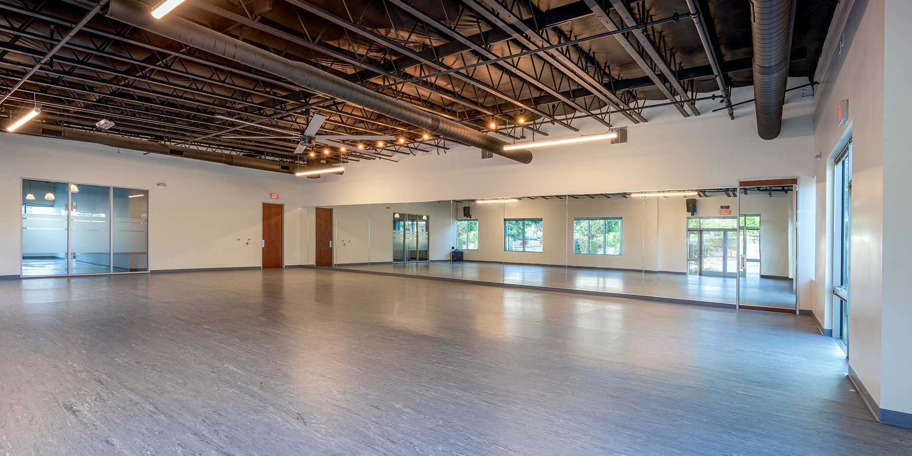 Dance Studio wide shot with mirrors