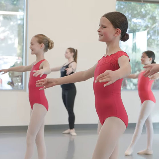 Young teen girls learning ballet dance at Evolution Dance Center Carlsbad