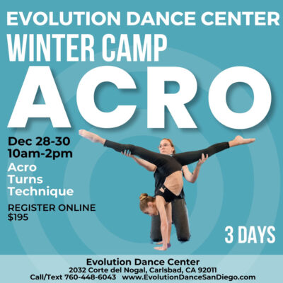Winter Camp flyer for Acro December 28 thru 30 2026